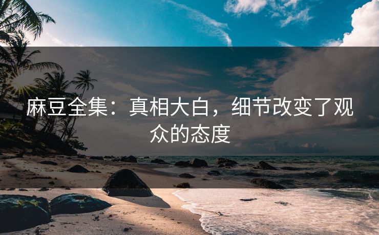 麻豆全集：真相大白，细节改变了观众的态度